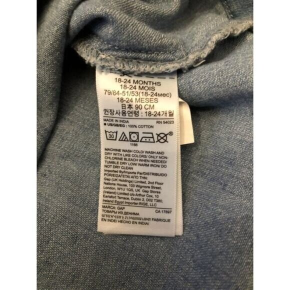 Gap Denim Flutter Sleeve Tank Dress Infant Girls Size 18 - 24 months - Picture 6 of 7